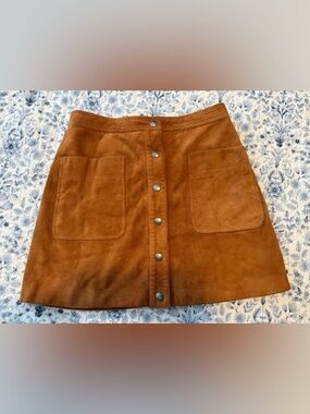 Rebecca Minkoff Suede Button-Front Mini Skirt